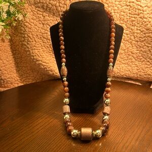 Awesome vintage? long brown/tan beaded necklace